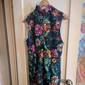 Gracia floral lace sleeveless mock neck dress size large